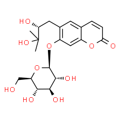 ChemSpider 2D Image | 6-[(2R)-2,3-Dihydroxy-3-methylbutyl]-2-oxo-2H-chromen-7-yl beta-D-glucopyranoside | C20H26O10