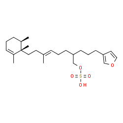 ChemSpider 2D Image | (5E)-2-[3-(3-Furyl)propyl]-6-methyl-8-[(1S,6R)-1,2,6-trimethyl-2-cyclohexen-1-yl]-5-octen-1-yl hydrogen sulfate | C25H40O5S