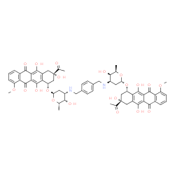 ChemSpider 2D Image | (8S,10S)-8-Acetyl-10-{[(2R,4S,5S,6S)-4-{[4-({[(2R,3R,4R,6S)-6-{[(1S,3S)-3-acetyl-3,5,12-trihydroxy-10-methoxy-6,11-dioxo-1,2,3,4,6,11-hexahydro-1-tetracenyl]oxy}-3-hydroxy-2-methyltetrahydro-2H-pyran-
4-yl]amino}methyl)benzyl]amino}-5-hydroxy-6-methyltetrahydro-2H-pyran-2-yl]oxy}-6,8,11-trihydroxy-1-methoxy-7,8,9,10-tetrahydro-5,12-tetracenedione | C62H64N2O20