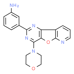 ChemSpider 2D Image | 3-[4-(4-Morpholinyl)pyrido[3',2':4,5]furo[3,2-d]pyrimidin-2-yl]aniline | C19H17N5O2