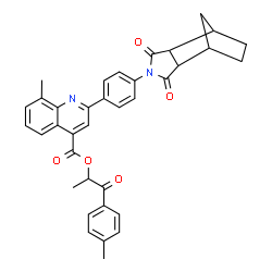 ChemSpider 2D Image | 1-(4-Methylphenyl)-1-oxo-2-propanyl 2-[4-(3,5-dioxo-4-azatricyclo[5.2.1.0~2,6~]dec-4-yl)phenyl]-8-methyl-4-quinolinecarboxylate | C36H32N2O5