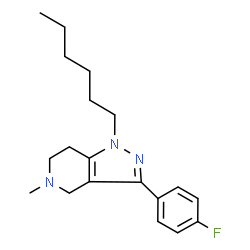 ChemSpider 2D Image | 3-(4-Fluorophenyl)-1-hexyl-5-methyl-4,5,6,7-tetrahydro-1H-pyrazolo[4,3-c]pyridine | C19H26FN3