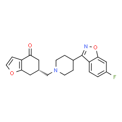 ChemSpider 2D Image | (6R)-6-{[4-(6-Fluoro-1,2-benzoxazol-3-yl)-1-piperidinyl]methyl}-6,7-dihydro-1-benzofuran-4(5H)-one | C21H21FN2O3