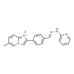 ChemSpider 2D Image | 1,6-Dimethyl-2-{4-[(E)-(2-pyridinylhydrazono)methyl]phenyl}imidazo[1,2-a]pyridin-1-ium | C21H20N5