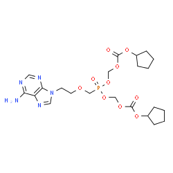 ChemSpider 2D Image | Bis({[(cyclopentyloxy)carbonyl]oxy}methyl) {[2-(6-amino-9H-purin-9-yl)ethoxy]methyl}phosphonate | C22H32N5O10P