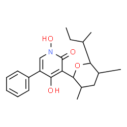 ChemSpider 2D Image | 3-(6-sec-Butyl-3,5-dimethyltetrahydro-2H-pyran-2-yl)-1,4-dihydroxy-5-phenyl-2(1H)-pyridinone | C22H29NO4