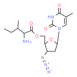 ChemSpider 2D Image | [3-azido-5-(5-methyl-2,4-dioxo-pyrimidin-1-yl)tetrahydrofuran-2-yl]methyl 2-amino-3-methyl-pentanoate | C16H24N6O5