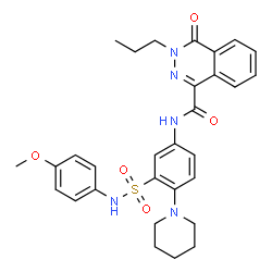 ChemSpider 2D Image | N-{3-[(4-Methoxyphenyl)sulfamoyl]-4-(1-piperidinyl)phenyl}-4-oxo-3-propyl-3,4-dihydro-1-phthalazinecarboxamide | C30H33N5O5S