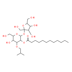 ChemSpider 2D Image | Hex-2-ulofuranosyl 2-O-dodecanoyl-3-O-isobutylhexopyranoside | C28H52O12