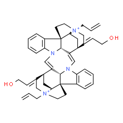 ChemSpider 2D Image | (1R,9Z,11S,13S,14R,17R,25Z,27S,30R,33S,35S,38S)-14,30-Diallyl-28,37-bis(2-hydroxyethylidene)-8,24-diaza-14,30-diazoniaundecacyclo[25.5.2.2~11,14~.1~1,8~.1~10,17~.0~2,7~.0~13,17~.0~18,23~.0~24,35~.0~26
,38~.0~30,33~]octatriaconta-2,4,6,9,18,20,22,25-octaene | C44H50N4O2