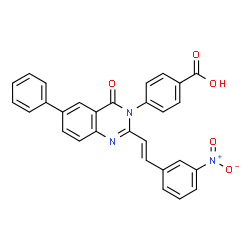 ChemSpider 2D Image | 4-{2-[(E)-2-(3-Nitrophenyl)vinyl]-4-oxo-6-phenyl-3(4H)-quinazolinyl}benzoic acid | C29H19N3O5