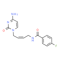 ChemSpider 2D Image | N-[(2Z)-4-(4-Amino-2-oxo-1(2H)-pyrimidinyl)-2-buten-1-yl]-4-fluorobenzamide | C15H15FN4O2