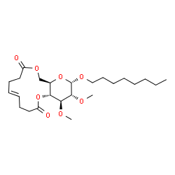 ChemSpider 2D Image | (2S,3R,4S,4aR,9E,15aR)-3,4-Dimethoxy-2-(octyloxy)-2,3,4,4a,7,8,11,12,15,15a-decahydropyrano[3,2-b][1,5]dioxacyclotridecine-6,13-dione | C24H40O8