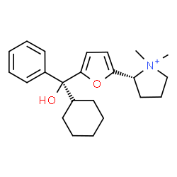 ChemSpider 2D Image | (2R)-2-{5-[(S)-Cyclohexyl(hydroxy)phenylmethyl]-2-furyl}-1,1-dimethylpyrrolidinium | C23H32NO2