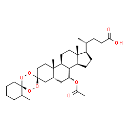 ChemSpider 2D Image | (4R)-4-[(1S,5''R,6's,7''R,8''R,9''S,10''S,13''R,14''S,17''R)-7''-Acetoxy-2,10'',13''-trimethylhexadecahydrodispiro[cyclohexane-1,3'-[1,2,4,5]tetroxane-6',3''-cyclopenta[a]phenanthren]-17''-yl]pentanoi
c acid | C33H52O8