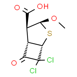 ChemSpider 2D Image | (1S,3S,4S,5S)-7,7-dichloro-3-methoxy-2-thiabicyclo[3.2.0]heptan-6-one-4-carboxylic acid | C8H8Cl2O4S
