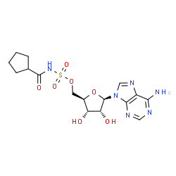 ChemSpider 2D Image | 5'-O-[(Cyclopentylcarbonyl)sulfamoyl]adenosine | C16H22N6O7S