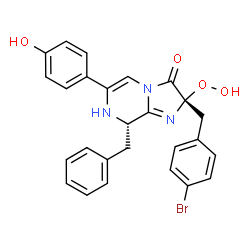 ChemSpider 2D Image | (2S,8R)-8-BENZYL-2-(4-BROMOBENZYL)-2-HYDROPEROXY-6-(4-HYDROXYPHENYL)-7,8-DIHYDROIMIDAZO[1,2-A]PYRAZIN-3(2H)-ONE | C26H22BrN3O4