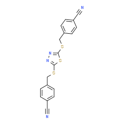 ChemSpider 2D Image | 4,4'-[1,3,4-Thiadiazole-2,5-diylbis(sulfanediylmethylene)]dibenzonitrile | C18H12N4S3