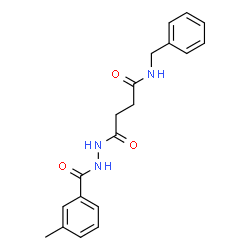 ChemSpider 2D Image | N-Benzyl-4-[2-(3-methylbenzoyl)hydrazino]-4-oxobutanamide | C19H21N3O3