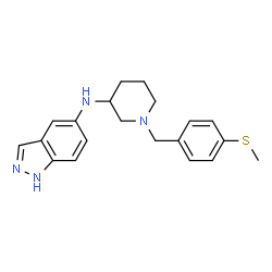 ChemSpider 2D Image | N-{1-[4-(Methylsulfanyl)benzyl]-3-piperidinyl}-1H-indazol-5-amine | C20H24N4S