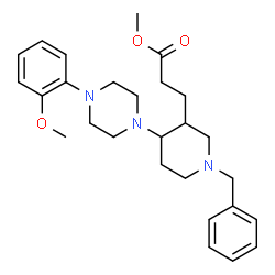 ChemSpider 2D Image | Methyl 3-{1-benzyl-4-[4-(2-methoxyphenyl)-1-piperazinyl]-3-piperidinyl}propanoate | C27H37N3O3