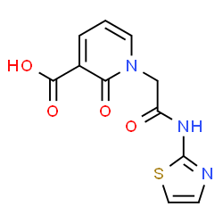 ChemSpider 2D Image | 2-oxo-1-{[(1,3-thiazol-2-yl)carbamoyl]methyl}pyridine-3-carboxylic acid | C11H9N3O4S