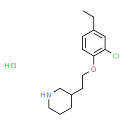 ChemSpider 2D Image | 3-(2-(2-chloro-4-ethylphenoxy)ethyl)piperidine hydrochloride | C15H23Cl2NO