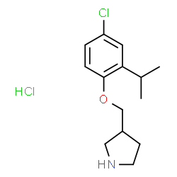 ChemSpider 2D Image | 3-((4-chloro-2-isopropylphenoxy)methyl)pyrrolidine hydrochloride | C14H21Cl2NO