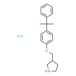 ChemSpider 2D Image | 3-{[4-(2-Phenyl-2-propanyl)phenoxy]methyl}pyrrolidine hydrochloride (1:1) | C20H26ClNO