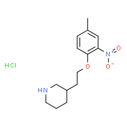 ChemSpider 2D Image | 3-(2-(4-methyl-2-nitrophenoxy)ethyl)piperidine hydrochloride | C14H21ClN2O3