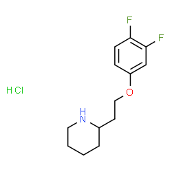 ChemSpider 2D Image | 2-[2-(3,4-Difluorophenoxy)ethyl]piperidine hydrochloride (1:1) | C13H18ClF2NO