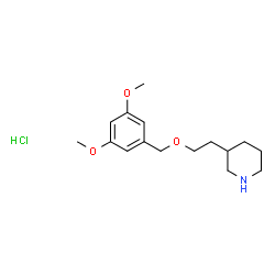 ChemSpider 2D Image | 3-(2-((3,5-dimethoxybenzyl)oxy)ethyl)piperidine hydrochloride | C16H26ClNO3