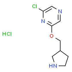 ChemSpider 2D Image | 2-chloro-6-(pyrrolidin-3-ylmethoxy)pyrazine hydrochloride | C9H13Cl2N3O