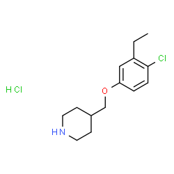 ChemSpider 2D Image | 4-((4-chloro-3-ethylphenoxy)methyl)piperidine hydrochloride | C14H21Cl2NO