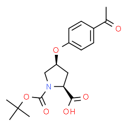 ChemSpider 2D Image | (4S)-4-(4-Acetylphenoxy)-1-{[(2-methyl-2-propanyl)oxy]carbonyl}-L-proline | C18H23NO6