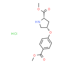 ChemSpider 2D Image | Methyl (4S)-4-[4-(methoxycarbonyl)phenoxy]-L-prolinate hydrochloride (1:1) | C14H18ClNO5