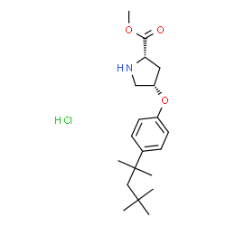 ChemSpider 2D Image | Methyl (4S)-4-[4-(2,4,4-trimethyl-2-pentanyl)phenoxy]-L-prolinate hydrochloride (1:1) | C20H32ClNO3