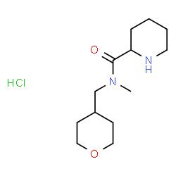 ChemSpider 2D Image | N-Methyl-N-(tetrahydro-2H-pyran-4-ylmethyl)-2-piperidinecarboxamide hydrochloride (1:1) | C13H25ClN2O2