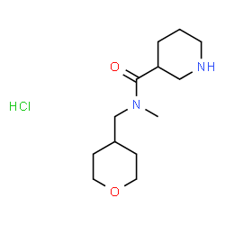 ChemSpider 2D Image | N-METHYL-N-[(OXAN-4-YL)METHYL]PIPERIDINE-3-CARBOXAMIDE HYDROCHLORIDE | C13H25ClN2O2