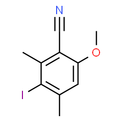 ChemSpider 2D Image | 3-Iodo-6-methoxy-2,4-dimethylbenzonitrile | C10H10INO