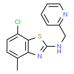 ChemSpider 2D Image | 7-Chloro-4-methyl-N-(2-pyridinylmethyl)-1,3-benzothiazol-2-amine | C14H12ClN3S