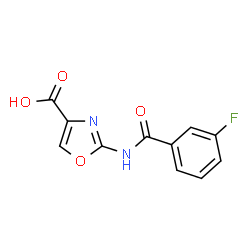 ChemSpider 2D Image | 2-[(3-Fluorobenzoyl)amino]-1,3-oxazole-4-carboxylic acid | C11H7FN2O4