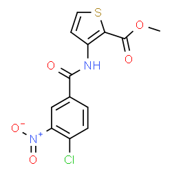 ChemSpider 2D Image | Methyl 3-[(4-chloro-3-nitrobenzoyl)amino]-2-thiophenecarboxylate | C13H9ClN2O5S