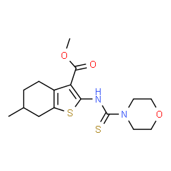 ChemSpider 2D Image | Methyl 6-methyl-2-[(morpholin-4-ylcarbothioyl)amino]-4,5,6,7-tetrahydro-1-benzothiophene-3-carboxylate | C16H22N2O3S2