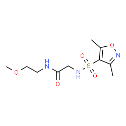 ChemSpider 2D Image | N~2~-[(3,5-Dimethyl-1,2-oxazol-4-yl)sulfonyl]-N-(2-methoxyethyl)glycinamide | C10H17N3O5S