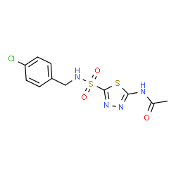 ChemSpider 2D Image | N-{5-[(4-Chlorobenzyl)sulfamoyl]-1,3,4-thiadiazol-2-yl}acetamide | C11H11ClN4O3S2