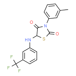ChemSpider 2D Image | 3-(3-Methylphenyl)-5-{[3-(trifluoromethyl)phenyl]amino}-1,3-thiazolidine-2,4-dione | C17H13F3N2O2S