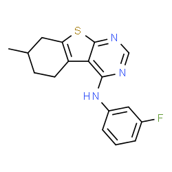 ChemSpider 2D Image | N-(3-Fluorophenyl)-7-methyl-5,6,7,8-tetrahydro[1]benzothieno[2,3-d]pyrimidin-4-amine | C17H16FN3S
