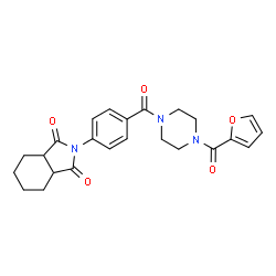 ChemSpider 2D Image | 2-(4-{[4-(2-Furoyl)-1-piperazinyl]carbonyl}phenyl)hexahydro-1H-isoindole-1,3(2H)-dione | C24H25N3O5